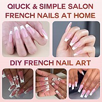 Gel Nail Tips Bornbyme Long Coffin Pink French Tip Soft Gel Matte Nails 120Pcs 15 Sizes Press On Nails For Nail Extension Prea