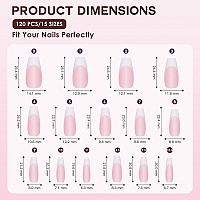 Gel Nail Tips Bornbyme Long Coffin Pink French Tip Soft Gel Matte Nails 120Pcs 15 Sizes Press On Nails For Nail Extension Prea