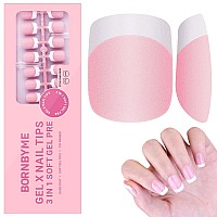 Gel Nail Tips Bornbyme Short Square Pink French Tip Soft Gel Matte Nails 120Pcs 15 Sizes Press On Nails For Nail Extension Pre