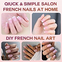 Gel Nail Tips Bornbyme Short Square Pink French Tip Soft Gel Matte Nails 120Pcs 15 Sizes Press On Nails For Nail Extension Pre