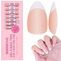 Gel Nail Tips Bornbyme Short Almond Brown French Tip Soft Gel Matte Nails 120Pcs 15 Sizes Press On Nails For Nail Extension Pre