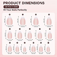 Gel Nail Tips Bornbyme Short Almond Brown French Tip Soft Gel Matte Nails 120Pcs 15 Sizes Press On Nails For Nail Extension Pre