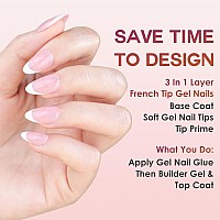 Gel Nail Tips Bornbyme Short Almond Pink French Tip Soft Gel Matte Nails 120Pcs 15 Sizes Press On Nails For Nail Extension Pre