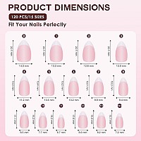 Gel Nail Tips Bornbyme Short Almond Pink French Tip Soft Gel Matte Nails 120Pcs 15 Sizes Press On Nails For Nail Extension Pre