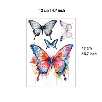 Everjoy Realistic Watercolor Butterfly Temporary Tattoo Stickers Waterproof Fake Tattoos Body Decorations For Women And Girls