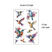 Everjoy Realistic Watercolor Hummingbirds Temporary Tattoo Stickers Waterproof Fake Tattoos For Women And Girls