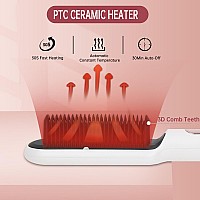 Negative Ionic Hair Straightener Brush With 9 Temp Settings 30S Fast Heating Hair Straightening Comb With Led Display Antisca