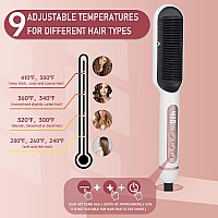 Negative Ionic Hair Straightener Brush With 9 Temp Settings 30S Fast Heating Hair Straightening Comb With Led Display Antisca