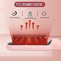 Negative Ionic Hair Straightener Brush With 9 Temp Settings 30S Fast Heating Hair Straightening Comb With Led Display Antisca