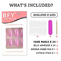 Press On Nails Medium Square Fake Nails Purple Semitransparent Gel Acrylic Nails Kits Salon Quality False Nails Glue Full Cove