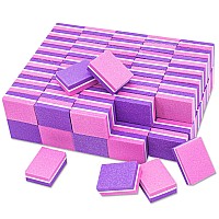 100Pcs Mini Nail Buffers 100180 Grit Pinkpurple Nail Buffer Bulk For Natural Nails And Gel Polish Nails Buffering Portable