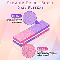 100Pcs Mini Nail Buffers 100180 Grit Pinkpurple Nail Buffer Bulk For Natural Nails And Gel Polish Nails Buffering Portable