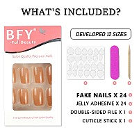 Press On Nails Medium Square Fake Nails Orange Semitransparent Gel Acrylic Nails Kits Salon Quality False Nails Glue Full Cove