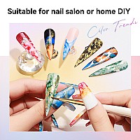 Mizhse Glitter Marble Nail Polish Set 8 Colors Marble Ink For Nails Blooming Marble Gel Nail Polish Watercolor Nail Ink Nail Po