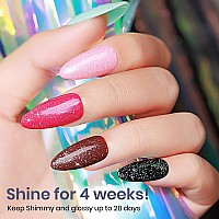 Mizhse Glitter Top Coat Gel Polish Clear Glitter Gel Top Coat Silver Holographic Sparkle No Wipe Top Coat Rainbow Shimmer Glitt