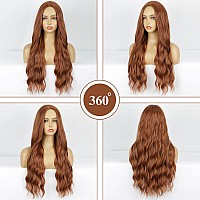 Hanyudie Auburn Wig Long Wavy Wig For Women Middle Part Wavy Wigs Synthetic Heat Resistant Party Wigs Auburn