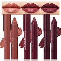 3 Colors Matt Nude Lipstick Lipliner Lip Crayons Pack Setvelvet Moisture Smooth Matte Lipstick Pencilswaterproofwaterlasting