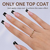 Misssix Black French Gel Nail Tips 240Pcs French Tip Press On Nails Long Square No Need To File 3 In 1 Tips Prelasting Fake