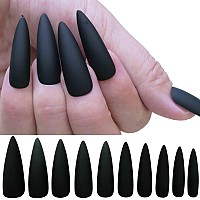 Loveourhome 100Pc Matte Stiletto Press On Nails Long Fake Nails Nude Acrylic Nails Press Ons Nail False Nails Full Cover Pointy