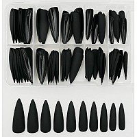 Loveourhome 100Pc Matte Stiletto Press On Nails Long Fake Nails Nude Acrylic Nails Press Ons Nail False Nails Full Cover Pointy