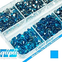 Qiipii 2550Pcs Capri Blue Nail Art Flatback Rhinestones Charms For Face Makeup Blue Nail Gems Gemstones K9 Glass Ss4Ss20 6 Size