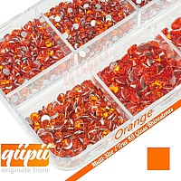 Qiipii 2550Pcs Orange Nail Art Flatback Rhinestones For Face Makeup Orange Red Nail Gems Gemstones K9 Glass Ss4Ss20 6 Sizes Dia