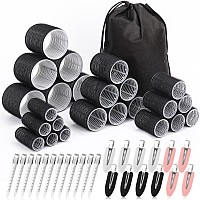 Hair Curlers Set With 24 Rollers 6 Jumbo 6 Large 6 Medium 6 Small And 24 Clips For All Hair Lengths Black