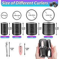 Hair Curlers Set With 24 Rollers 6 Jumbo 6 Large 6 Medium 6 Small And 24 Clips For All Hair Lengths Black