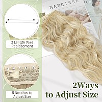 Kookastyle Invisible Wire Hair Extensions With Transparent Wire Headband Adjustable Size 4 Secure Clips Long Wavy Hairpiece For