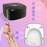 Bete Cordless Led Nail Lamp 60W Rechargeable Led Nail Dryer For Curing Nail Polish And Have Usb Port For Charging Phone And Nai