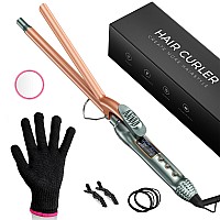 Vogewood 12 In Tiny Curling Wand With Adjustable Temperature Heat Resistant Glove For Medium And Long Hair 8In1 Gift Set