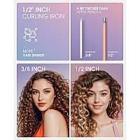 Vogewood 12 In Tiny Curling Wand With Adjustable Temperature Heat Resistant Glove For Medium And Long Hair 8In1 Gift Set