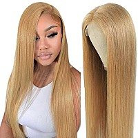 Ftqzkey Blonde Lace Front Wig Human Hair Straight 22 Inch Honey Blonde 13X4 Lace Front Wig Human Hair 180 Density Honey Blonde L