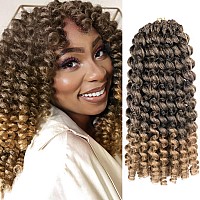 12Inch Jamaican Bounce Crochet Hair 5Packs Wand Curl Synthetic Curly Crochet Hair Extensions T27 Blonde Ombre Medium Brown Shoul