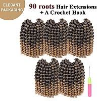 12Inch Jamaican Bounce Crochet Hair 5Packs Wand Curl Synthetic Curly Crochet Hair Extensions T27 Blonde Ombre Medium Brown Shoul