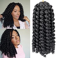 Wand Curl Crochet Hair Extensions 3Packs Synthetic Jamaican Bounce Crochet Hair 12Inch Shoulder Length 1B Black Curly Crochet H