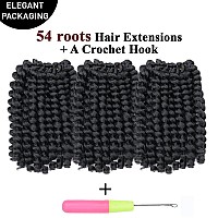 Wand Curl Crochet Hair Extensions 3Packs Synthetic Jamaican Bounce Crochet Hair 12Inch Shoulder Length 1B Black Curly Crochet H