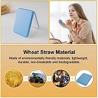 Kintion Wheat Straw Mirror 1X3X Magnification Pocket Mirror Lighted Plastic Fiber Mirror Folding Purse Mirror Handheld Trav