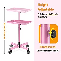 Deer Beauty Salon Tray On Wheels Premium Aluminum Tattoo Tray Rolling Trolley Adjustable Salon Service Rolling Tray Hairdres