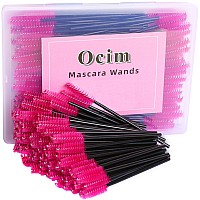 Ocim 100Pcs Disposable Lash Spoolies Mascara Wands Brush For Eyelash Extensions And Eyebrow Brush With Container Rose Red