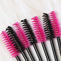 Ocim 100Pcs Disposable Lash Spoolies Mascara Wands Brush For Eyelash Extensions And Eyebrow Brush With Container Rose Red