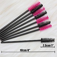 Ocim 100Pcs Disposable Lash Spoolies Mascara Wands Brush For Eyelash Extensions And Eyebrow Brush With Container Rose Red