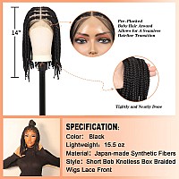 Brinbea 13X8 Hd Lace Short Box Braid Wig Knotless Braided Wigs Braided Lace Front Wigs For Women Bob Braided Wig With Baby Hai