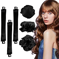 6 Pcs Heatless Satin Curling Set Overnight Headbands For Beautiful Curls Without Heat Damage Black