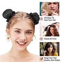 6 Pcs Heatless Satin Curling Set Overnight Headbands For Beautiful Curls Without Heat Damage Black