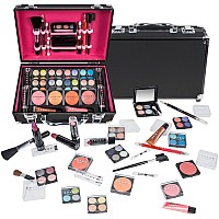 Shany Carry All Makeup Train Case With Pro Makeup Set Makeup Brushes Lipsticks Eye Shadows Blushes Powders And More Reus