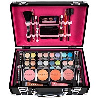 Shany Carry All Makeup Train Case With Pro Makeup Set Makeup Brushes Lipsticks Eye Shadows Blushes Powders And More Reus