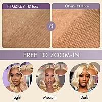 Ftqzkey Honey Blonde Hd Lace Front Wig Human Hair 13X4 Blonde Body Wave Lace Front Wig 180 Density 27 Wig Human Hair Pre Plucked