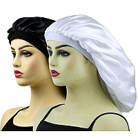 Satin Bonnets For Braids Silk Bonnet For Long Hair Covers Women Xl Large Silk Hair Bonnets Sleeping Bonnets Sleep Shower Cap Bl