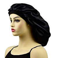 Satin Bonnets For Braids Silk Bonnet For Long Hair Covers Women Xl Large Silk Hair Bonnets Sleeping Bonnets Sleep Shower Cap Bl